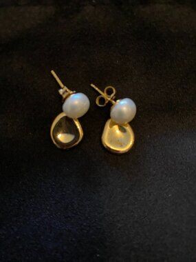 Mejuri Gold Vermeil and Pearl Drop Earrings